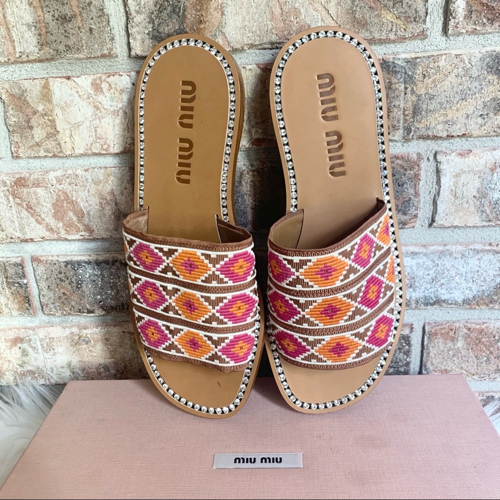 MIU MIU Calzature Donna Embroidery Slide Sandal 6 - Picture 5 of 15